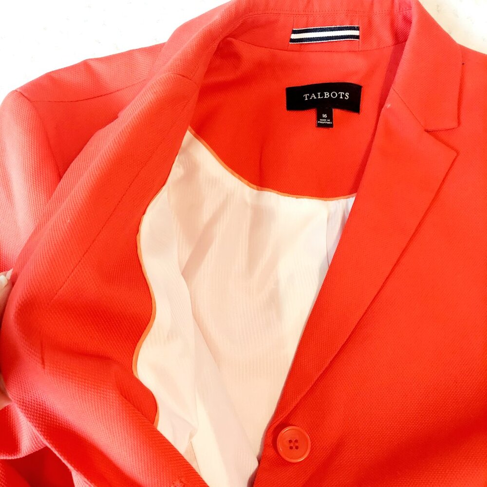 Talbots Red Three Button Lined Blazer (02.-022) - image 4